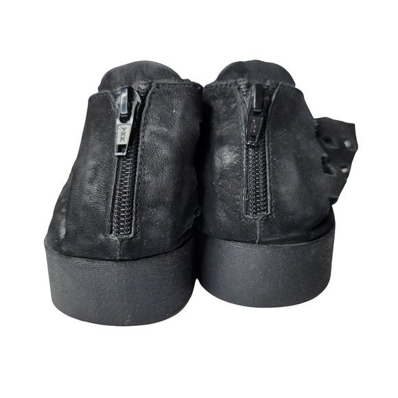 NORDSTROM Black Leather Darby Open Toe Back Zip Cut-Out Sandals - Women's 11 - Picture 4 of 7